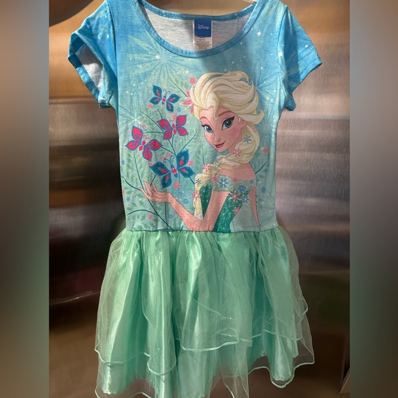 Disney Elsa Blue and Green Casual Dress for Kids - Picture 1 of 4
